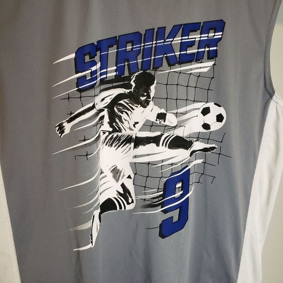 3 for $20 Boys Striker Soccer Sleeveless Tank Large 10 12 Top Shirt - Picture 2 of 5
